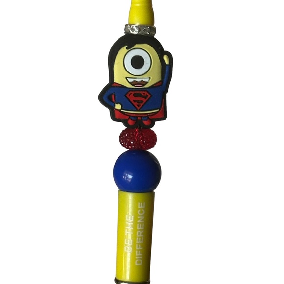 Despicable Me Minion Superman “Be the Difference” Yellow Beaded Silicone Pen - Picture 3 of 9